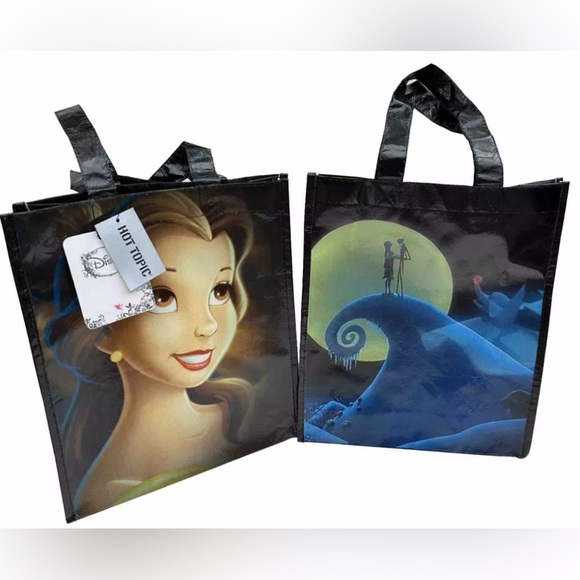 2 Disney Loungefly Hot Topic Totes Beauty & The Beast Nightmare Before Christmas - Picture 1 of 15